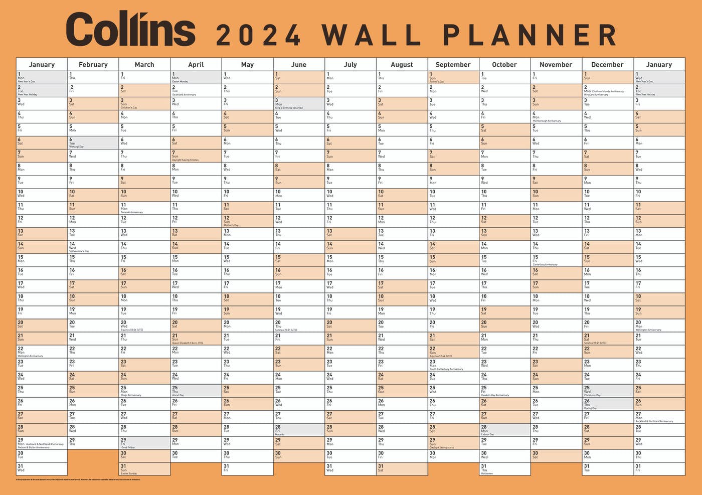 2024 COLLINS A3 WALL PLANNER PLAIN Qizzle